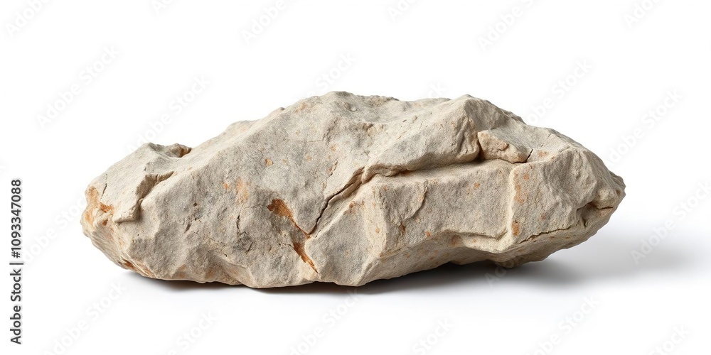Isolated chert rock on a white background with subtle texture and natural light exposure, smooth surface, geological find Isolated chert rock on a white background with subtle texture and natural light exposure, smooth surface, geological find