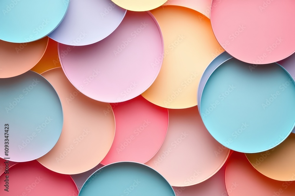 A colorful arrangement of circular shapes in pastel hues. A colorful arrangement of circular shapes in pastel hues.