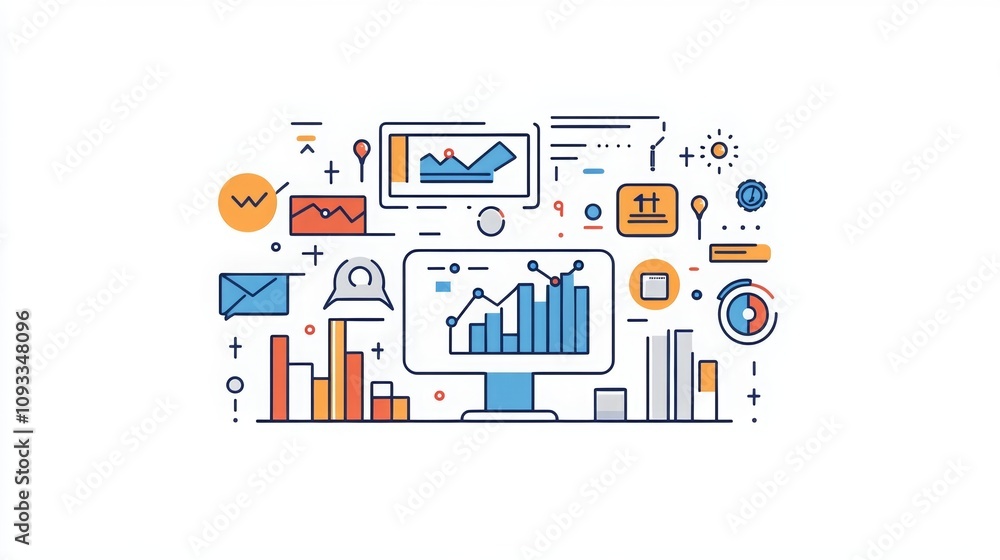 Modern Business Concept with Clean Illustrations Modern Business Concept with Clean Illustrations