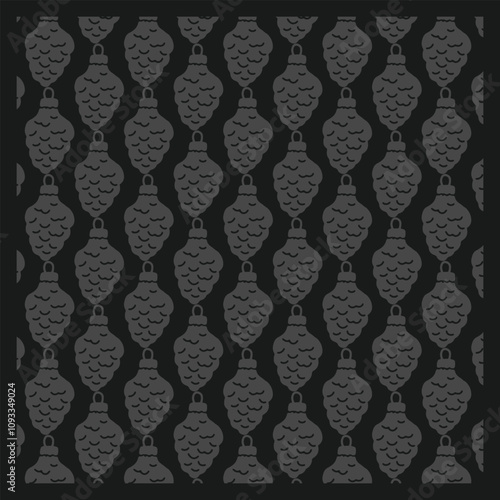 Black and Grey Leafy Seamless Pattern for Christmas photo