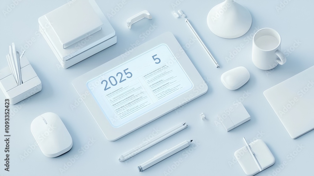 Goal setting and planning in 2025 concept. Planning session featuring a holographic timeline for 2025. Goal setting and planning in 2025 concept. Planning session featuring a holographic timeline for 2025.