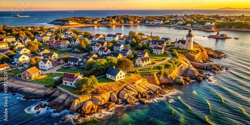 Cape Ann, MA:  Retro aerial perspective.