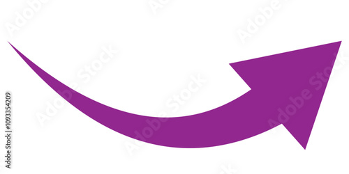 Purple long arrow icon. Purple long curved arrow.