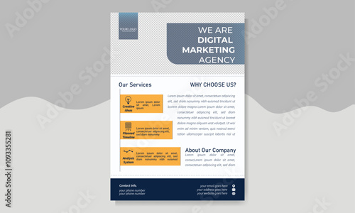 Business flyer template. Modern flyer design with geometric shapes and multicolor
