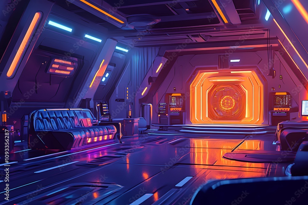 Obraz premium Futuristic Spaceship Lounge Interior Design