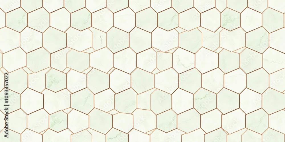 Geometric marble tile background with pastel green and white colors, featuring a repeating pattern of interconnected hexagons, decorative element, modern home decor Geometric marble tile background with pastel green and white colors, featuring a repeating pattern of interconnected hexagons, decorative element, modern home decor