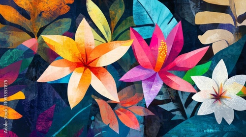 Wallpaper Mural Vibrant Tropical Flowers Abstract Art Print Torontodigital.ca