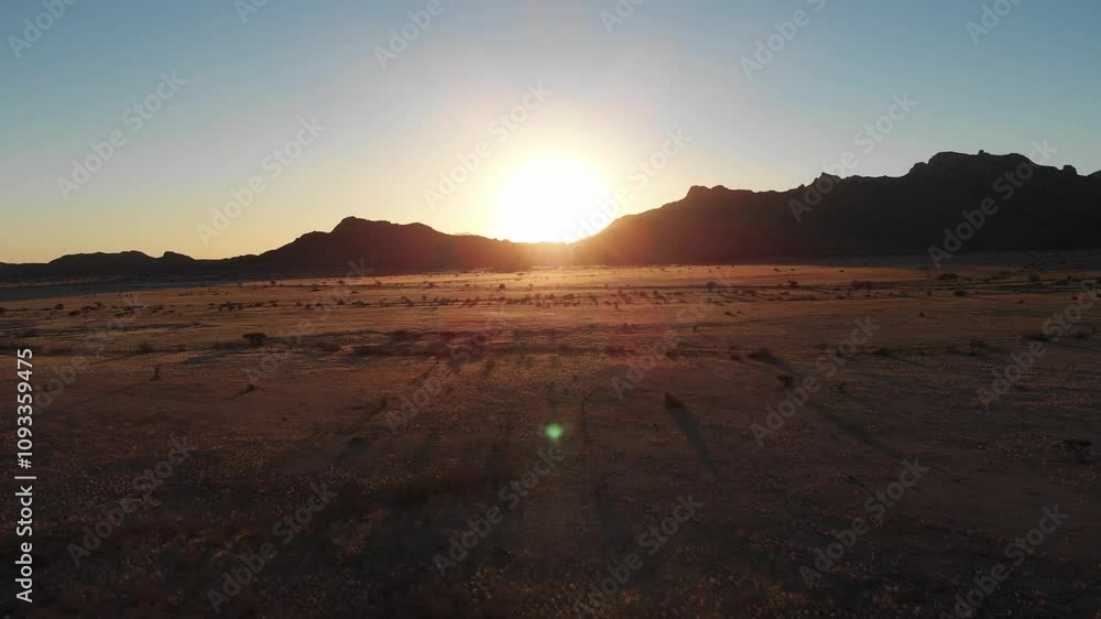Aerial Sunset Over the Desert Landscape of Namibia Aerial Sunset Over the Desert Landscape of Namibia