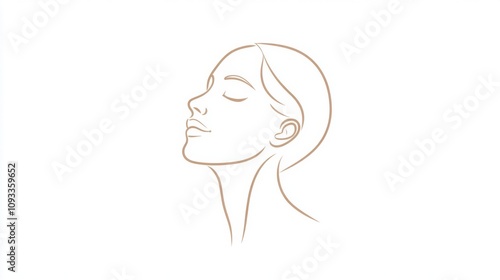 Elegant Line Art Portrait of a Woman with Closed Eyes