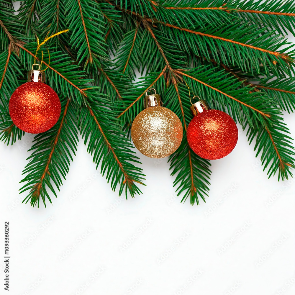 Fototapeta premium Christmas branches with decorations