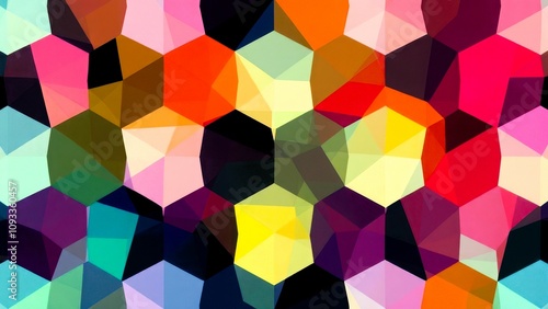 Modern abstract design, overlapping hexagonal patterns with clean geometry, vibrant gradient colors, and subtle depth effects, sleek and futuristic aesthetics