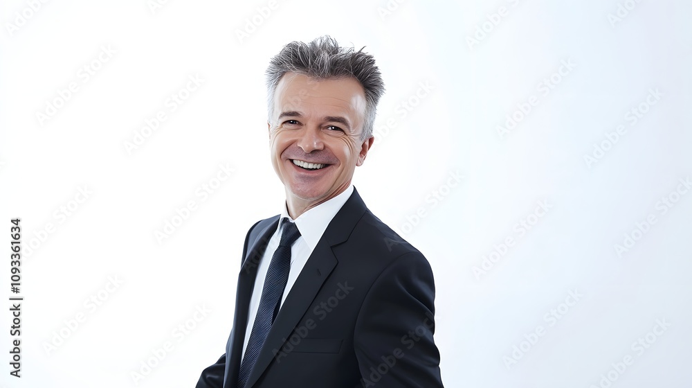Smiling mature Caucasian man in a suit with a light background. Smiling mature Caucasian man in a suit with a light background.
