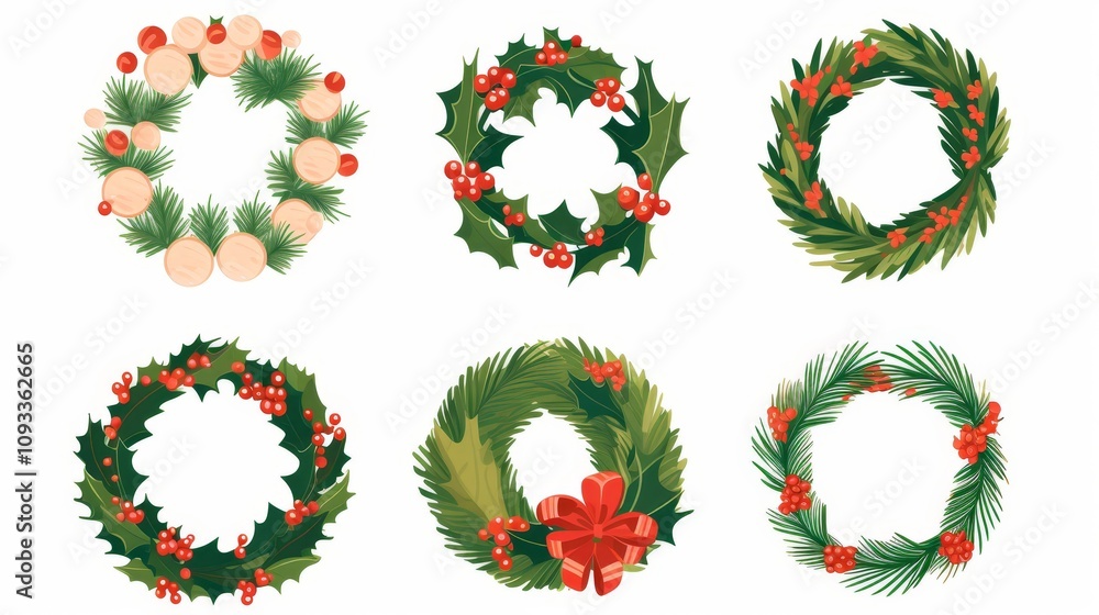 set of christmas wreath vector set of christmas wreath vector