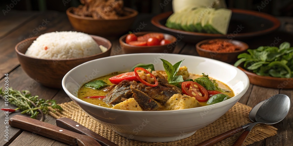 Experience the robust flavors of Mangut Lele: a nighttime Indonesian dish with fried catfish, tofu, and coconut milk. Experience the robust flavors of Mangut Lele: a nighttime Indonesian dish with fried catfish, tofu, and coconut milk.