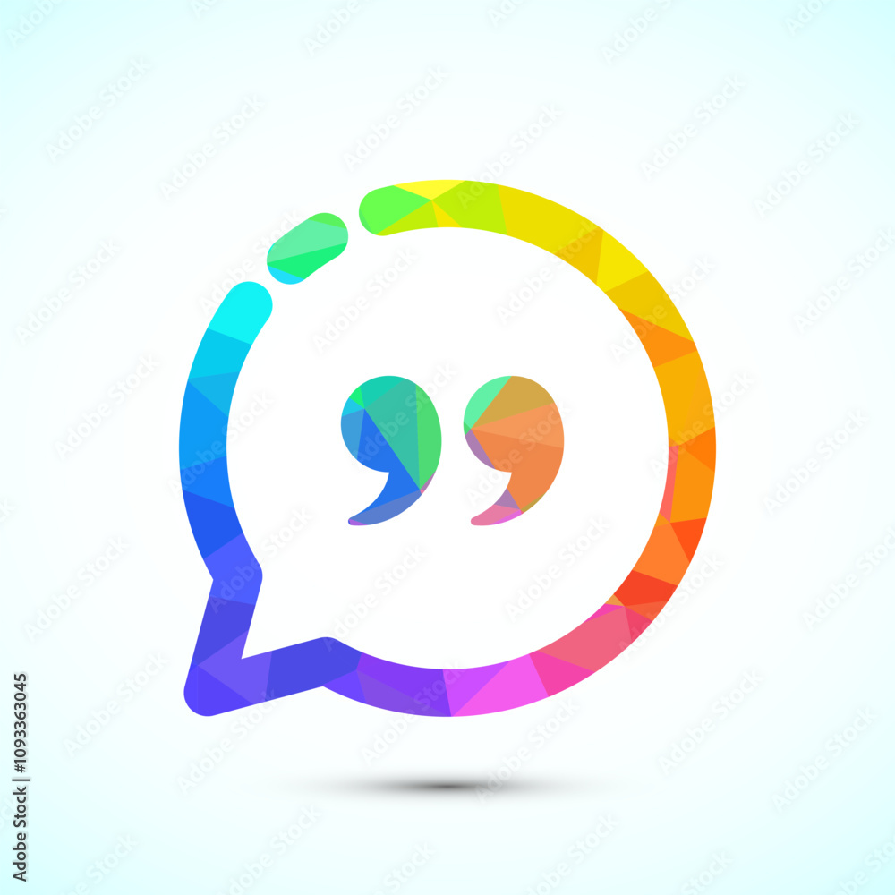 Testimonial icon, Quote icon, Quotation mark sign low poly style Testimonial icon, Quote icon, Quotation mark sign low poly style