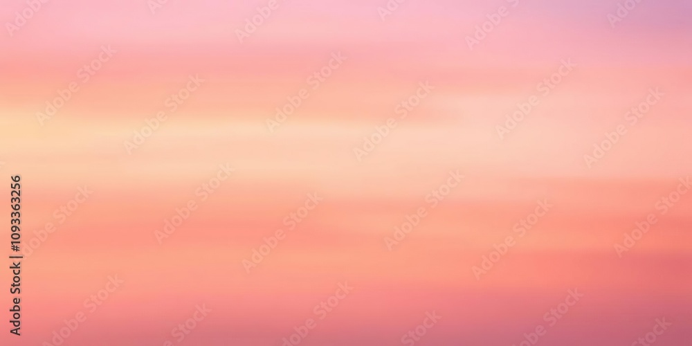 Naklejka premium Softly blended gradient of orange and purple hues in a watercolor style sunset sky background, abstract, watercolor