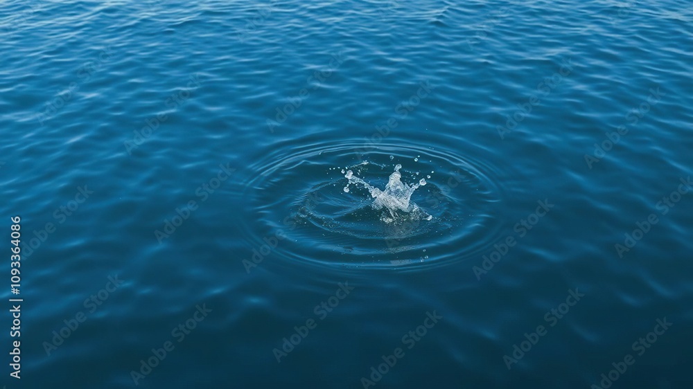 Splashing water on a calm blue surface with ripples and wave patterns, aquatic scene, freshwater splash Splashing water on a calm blue surface with ripples and wave patterns, aquatic scene, freshwater splash