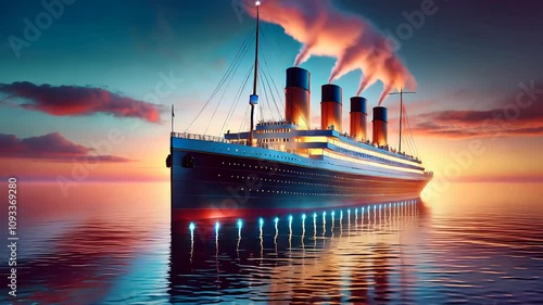Majestic ocean liner at twilight