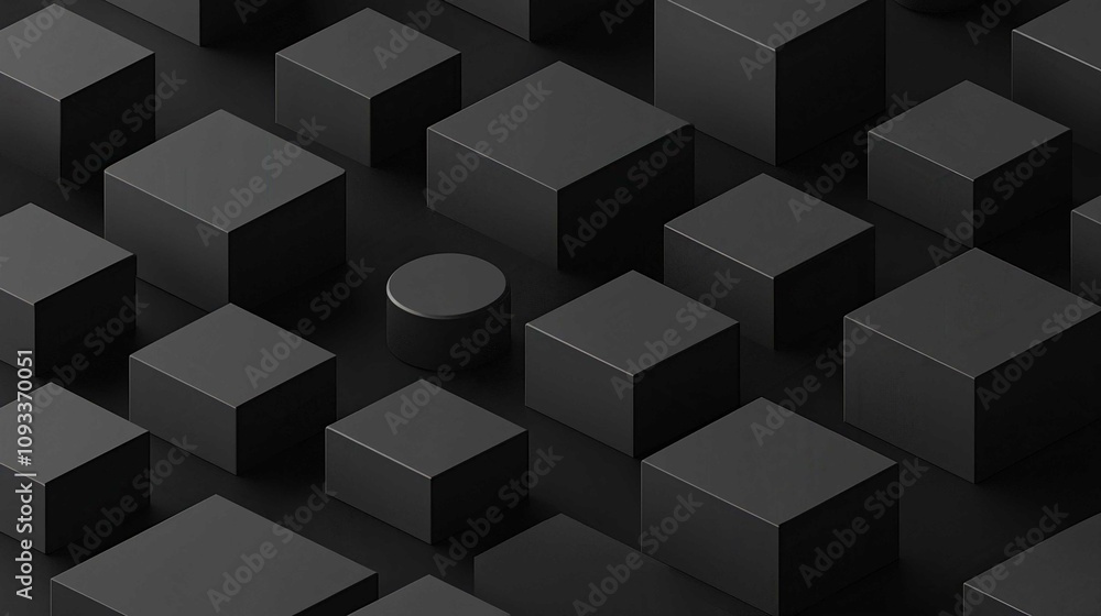 Geometric 3D Cube Pattern Design Render Illustration in Grey Geometric 3D Cube Pattern Design Render Illustration in Grey