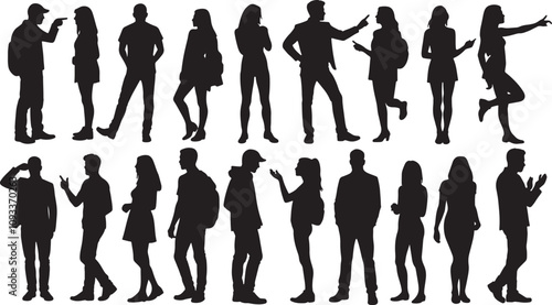 Vector set of silhouettes of people	