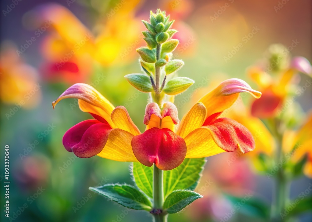 Hot Lips Salvia, lemon blossom double exposure art. Hot Lips Salvia, lemon blossom double exposure art.