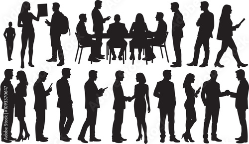 Vector set of silhouettes of people	