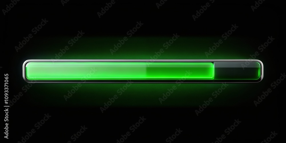 Minimalistic Green Progress Bar on Black Background for User Interface Design and Application Development, Ideal for Technology and Software Visualizations Minimalistic Green Progress Bar on Black Background for User Interface Design and Application Development, Ideal for Technology and Software Visualizations