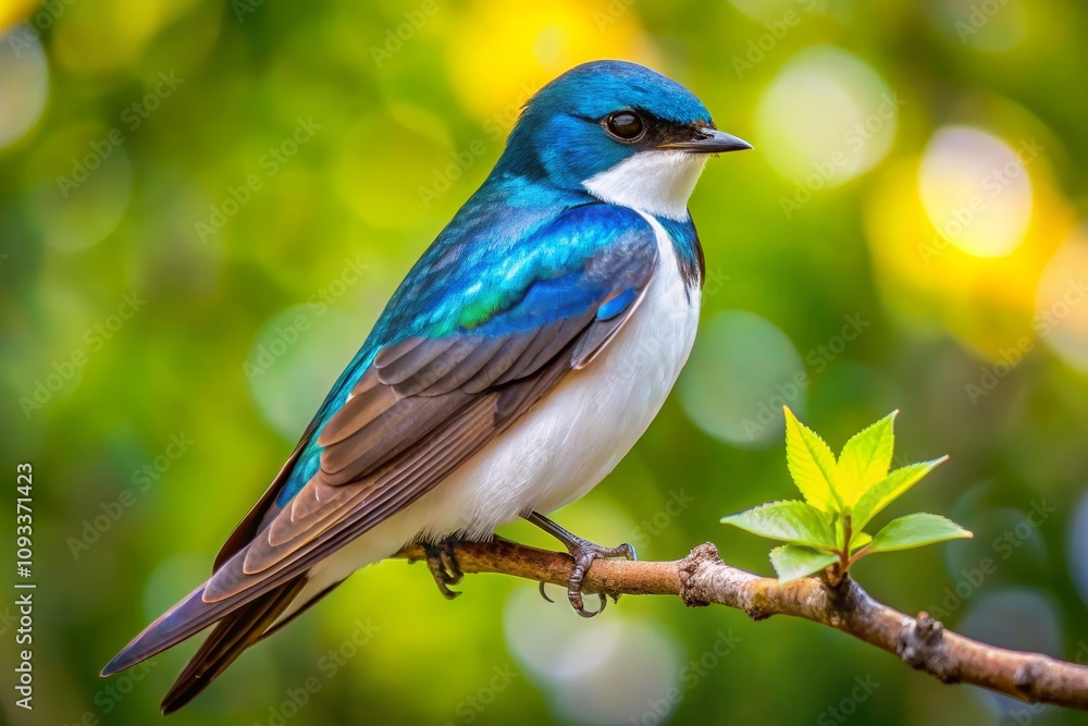 Beautiful Swallow Bird Perched Gracefully on a Branch Surrounded by Lush Green Foliage, Capturing the Essence of Nature and Wildlife Photography Beautiful Swallow Bird Perched Gracefully on a Branch Surrounded by Lush Green Foliage, Capturing the Essence of Nature and Wildlife Photography