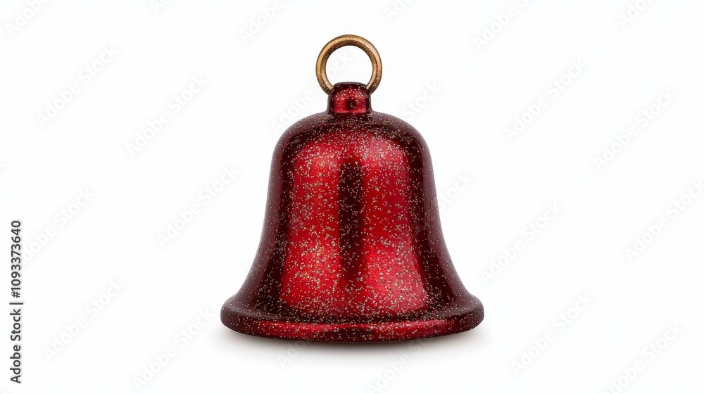 Red glitter bell ornament with gold top isolated on white background. Red glitter bell ornament with gold top isolated on white background.