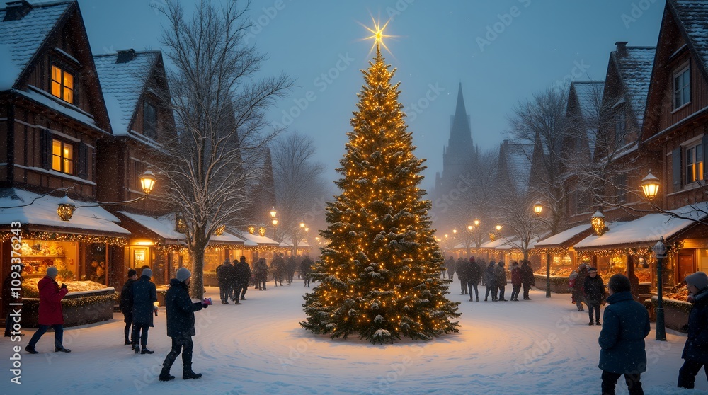 Festive Christmas Eve and New Year's Countdown Celebration Scenes Festive Christmas Eve and New Year's Countdown Celebration Scenes