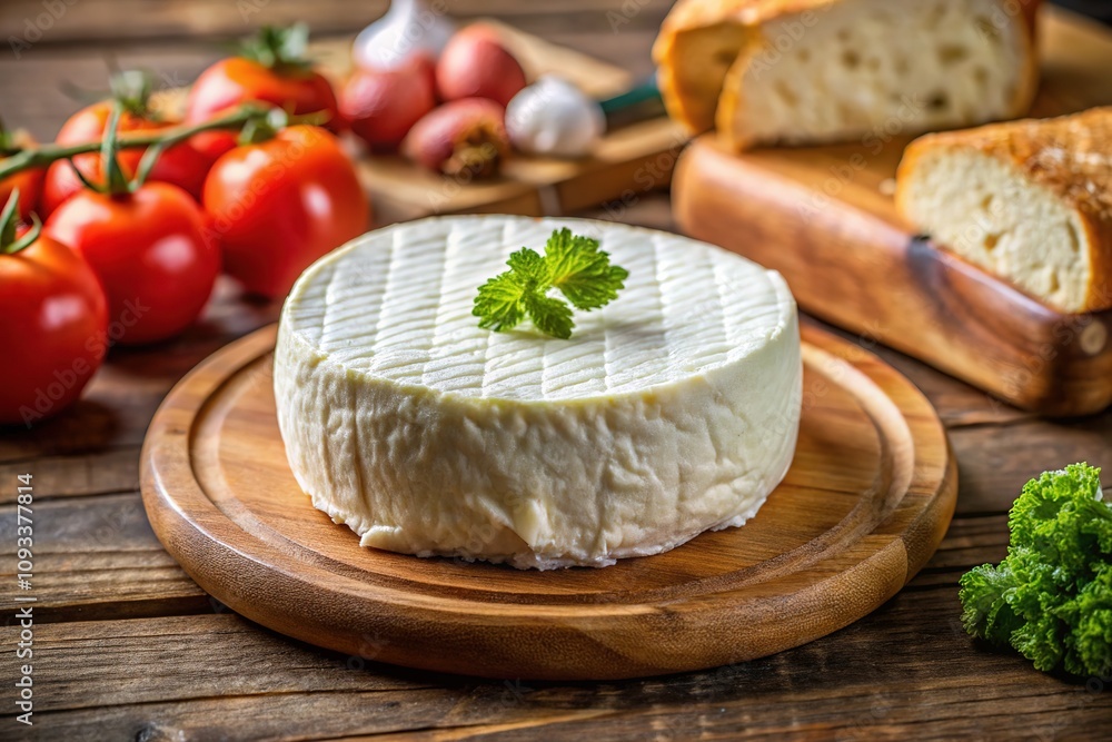 Minas cheese on a wood board, a morning's photographic art. Minas cheese on a wood board, a morning's photographic art.