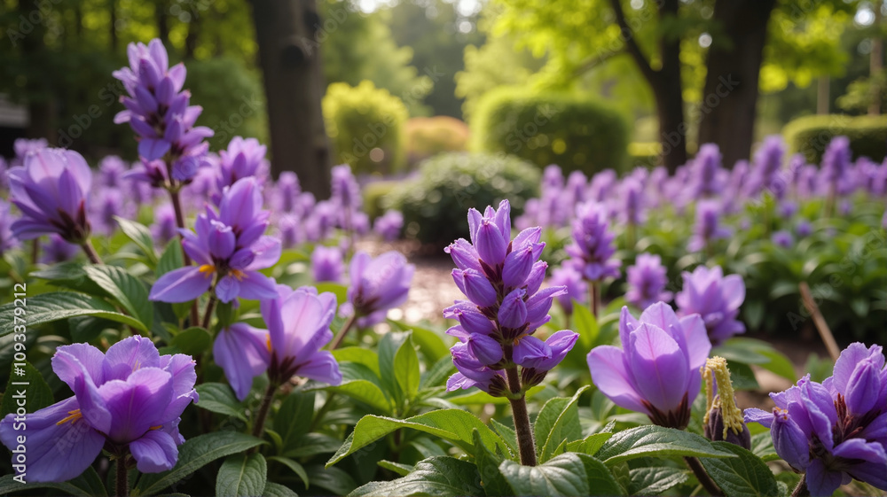 Vibrant purple flowers in a sunlit garden Vibrant purple flowers in a sunlit garden