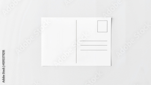 Blank postcard on white background with minimalistic design and space for text