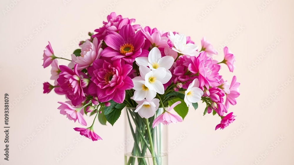 Elegant and sophisticated arrangement of blossoms in a vase against a neutral background, decoration, vase, elegant Elegant and sophisticated arrangement of blossoms in a vase against a neutral background, decoration, vase, elegant