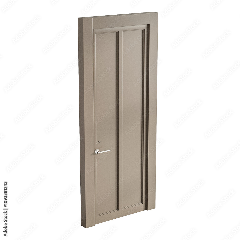 A door with a silver handle and a silver knob A door with a silver handle and a silver knob