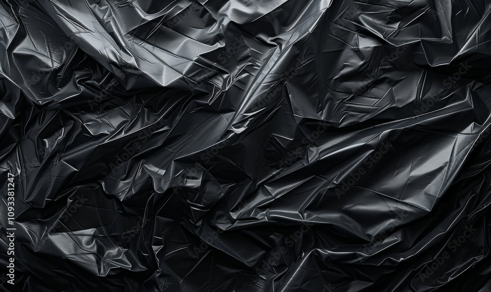 Wrinkled plastic wrap texture on a black background, Generative AI Wrinkled plastic wrap texture on a black background, Generative AI