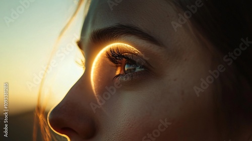 Celestial Halo: Solar Eclipse Revealing Sun's Corona Over Twilight Landscape