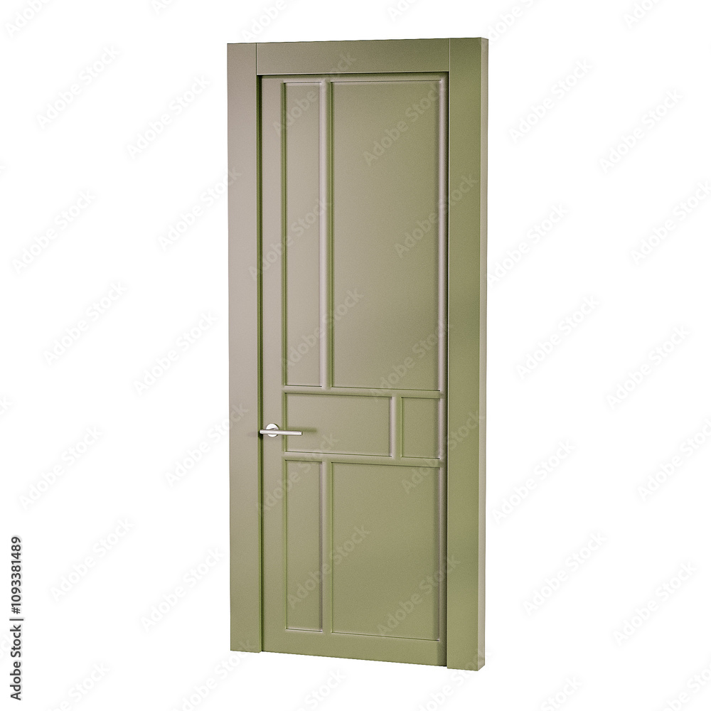 A door with a silver frame and a silver handle A door with a silver frame and a silver handle