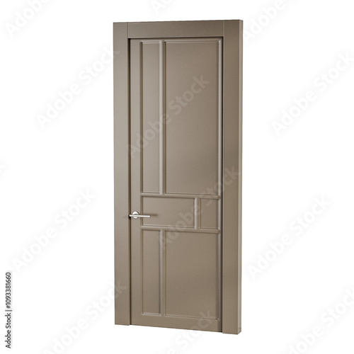 A door with a silver handle and a silver knob