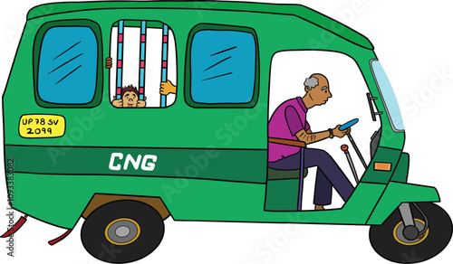 CNG Auto for public transportation in India