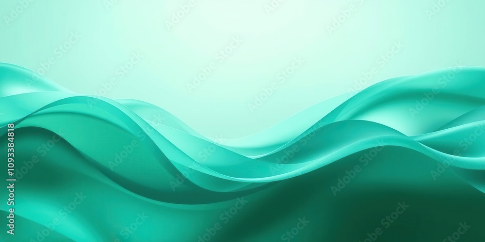 Light green and turquoise abstract waves flow across the screen with an elegant, soft focus effect and a silky texture, creating a peaceful atmosphere, gentle curves, serene ambiance, organic shape Light green and turquoise abstract waves flow across the screen with an elegant, soft focus effect and a silky texture, creating a peaceful atmosphere, gentle curves, serene ambiance, organic shape