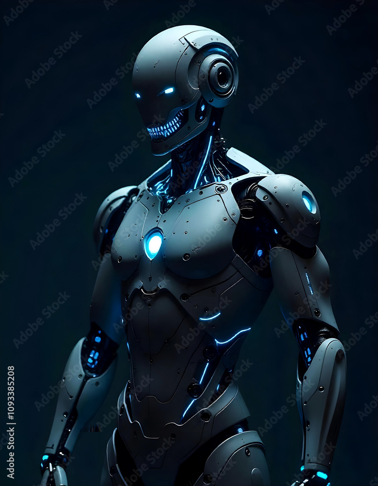 An AI robot with creepy smile An AI robot with creepy smile