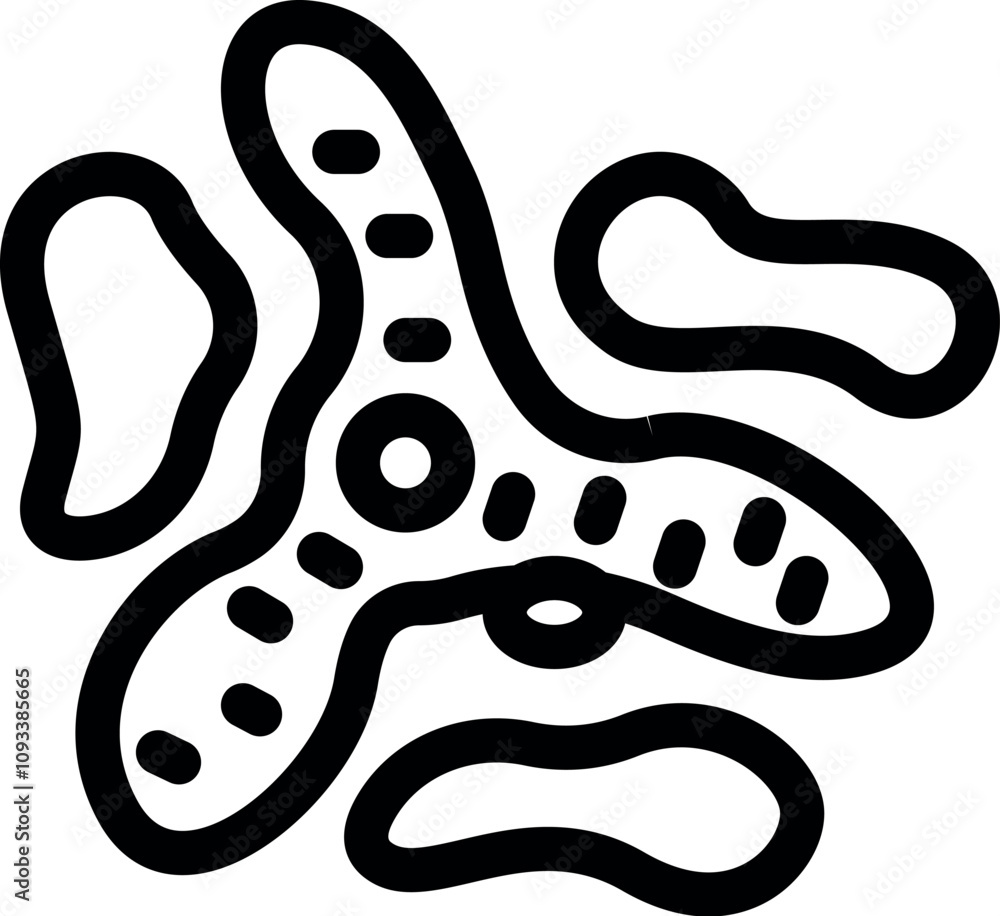 Obraz premium Simple line drawing of an amoeba proteus undergoing binary fission, a type of asexual reproduction