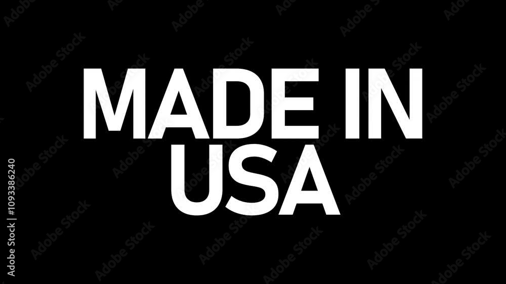 Made in Usa Kinetic Warp Text Animation on black background. 4K footage motion video Made in Usa Kinetic Warp Text Animation on black background. 4K footage motion video