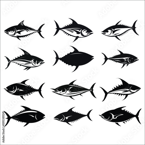 Tuna Fish Silhouette Bundle Set, Tuna Fish PNG