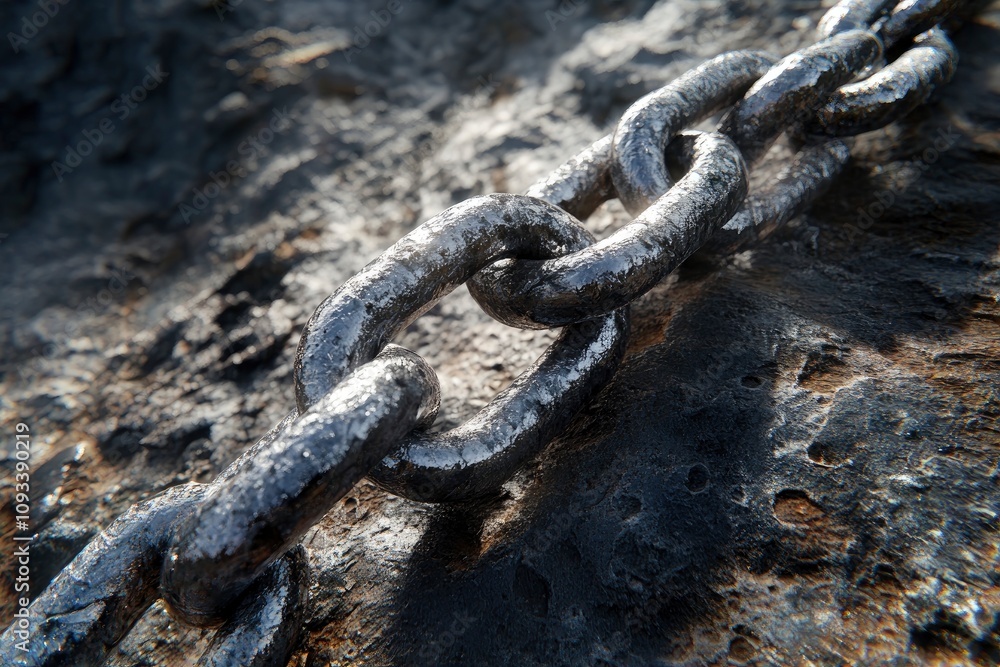 Breaking the metal chain, freedom image concept, 3D realistic design generative ai Breaking the metal chain, freedom image concept, 3D realistic design generative ai