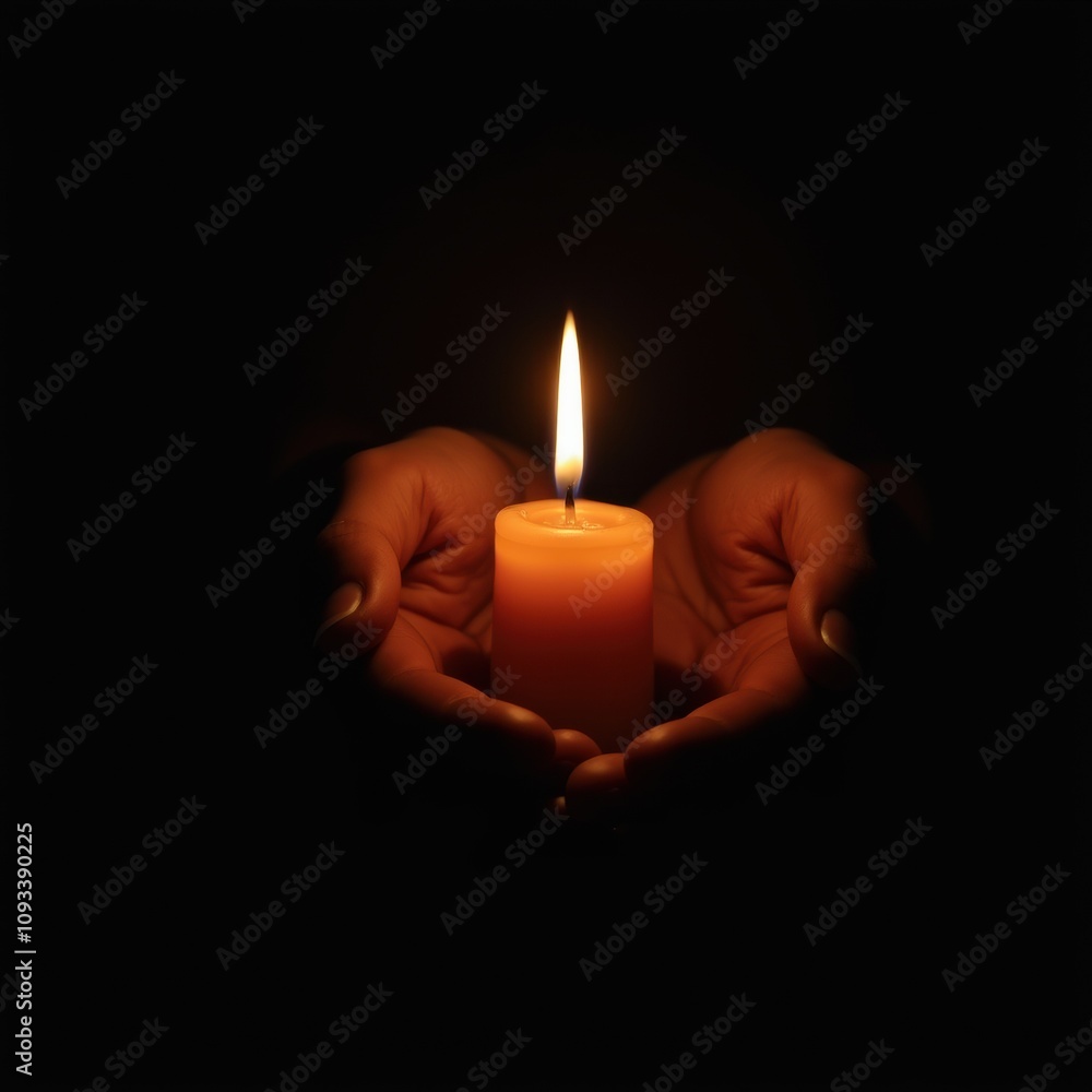Peaceful Candlelight in Hands Warm Light Home Decor Spiritual Peaceful Candlelight in Hands Warm Light Home Decor Spiritual