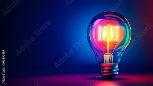 light glowing bulb on blue background