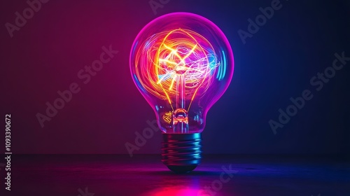 light neon glowing bulb photo