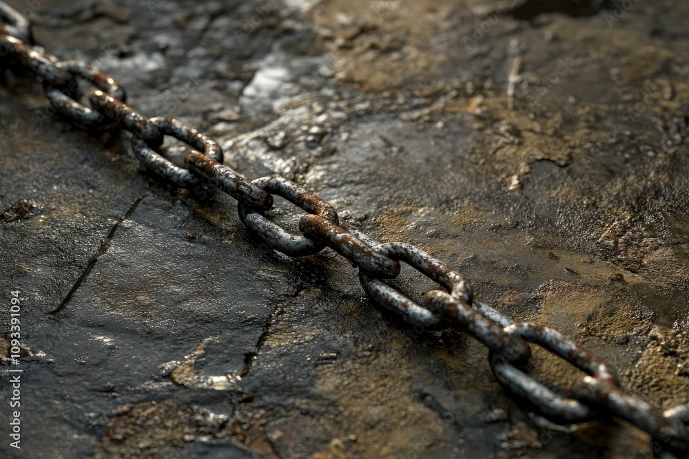 Breaking the metal chain, freedom image concept, 3D realistic design generative ai Breaking the metal chain, freedom image concept, 3D realistic design generative ai